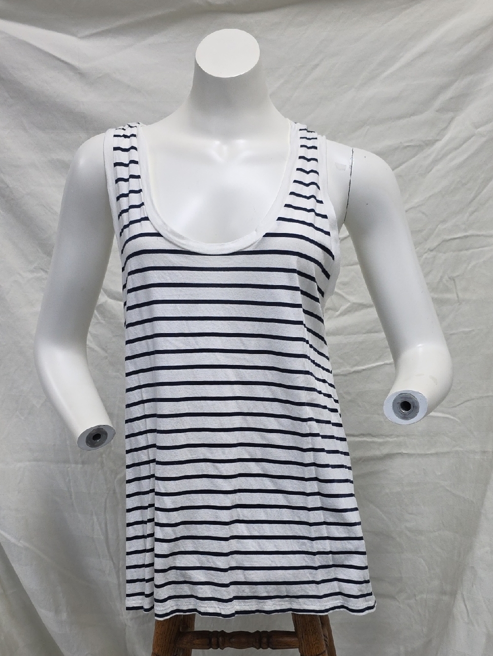 GAP White Tank Top with Navy Stripes
